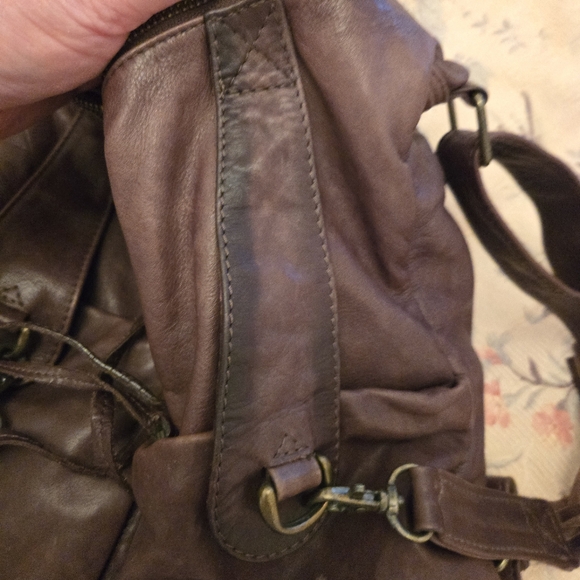 Vintage Latico Brown Leather Backpack Bag Purse With Tassels - Picture 5 of 13